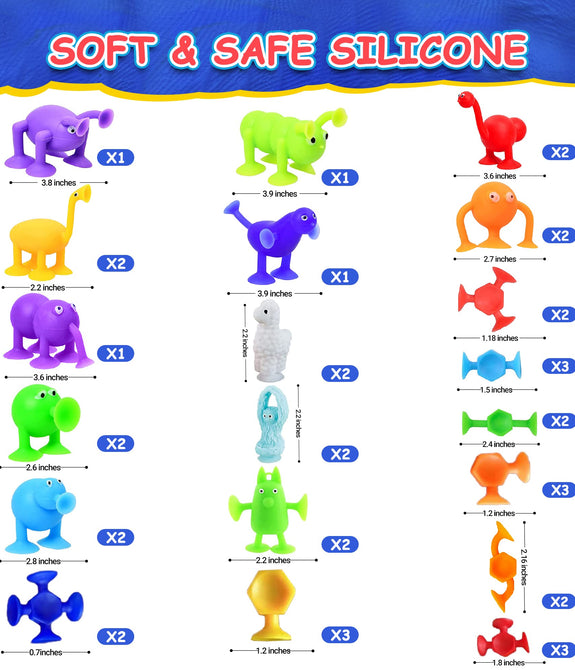40 Pcs Suction Toys Multicolors and Shapes